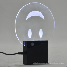 Acrylic smiley face LED sign advertising display stand round light